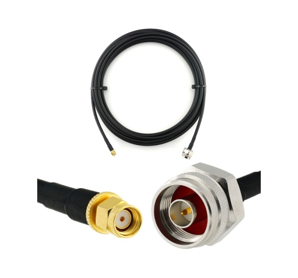 RP-SMA Male to N Male Hex 5m Coaxial Cable — HF240 (LMR240 equivalent)