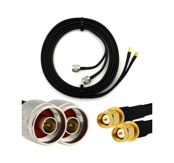 SMA Male to N Male 2m Twin Coaxial Cable — HF240 (LMR240 equivalent)