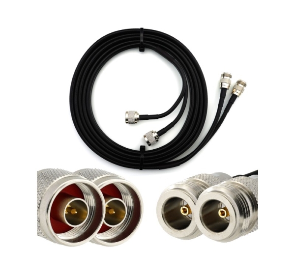 N Male to N Female 1m Twin Coaxial Cable — HF240 (LMR240 equivalent)