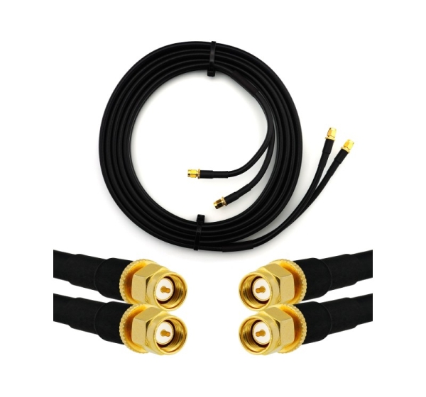 SMA Male to SMA Male 12m Twin Coaxial Cable — HF240 (LMR240 equivalent)