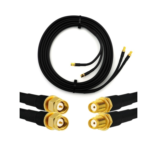 SMA Male to SMA Female 2m Twin Coaxial Cable — HF240 (LMR240 equivalent)