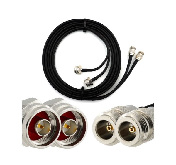 N Male Hex to N Female 3m Twin Coaxial Cable — HF240 (LMR240 equivalent)