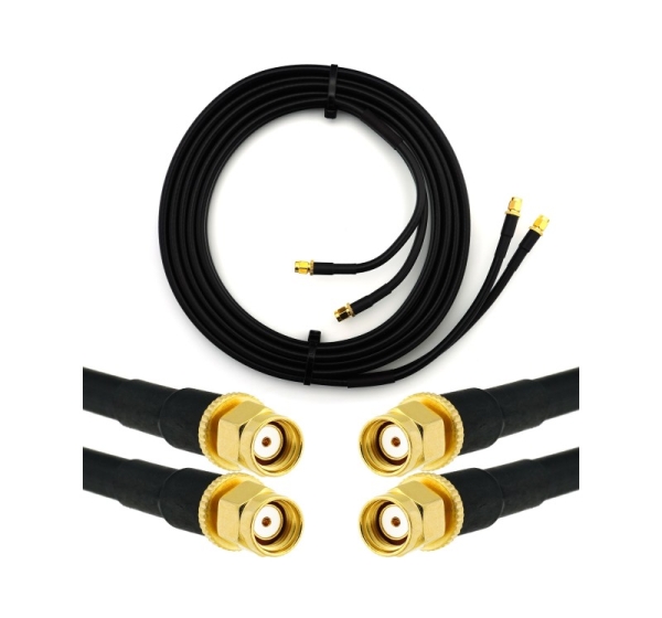 RP-SMA Male to RP-SMA Male 5m Twin Coaxial Cable — HF240 (LMR240 equivalent)