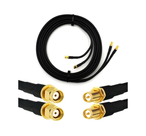 RP-SMA Male to RP-SMA Female 12m Twin Coaxial Cable — HF240 (LMR240 equivalent)