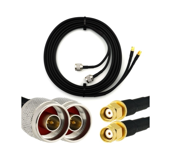 RP-SMA Male to N Male 5m Twin Coaxial Cable — HF240 (LMR240 equivalent)