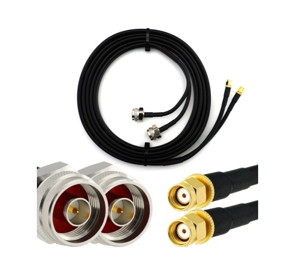 RP-SMA Male to N Male Hex 3m Twin Coaxial Cable — HF240 (LMR240 equivalent)