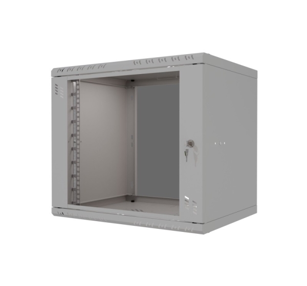 Rack Cabinet 19" 9U, 600mm, Glass Door, Gray