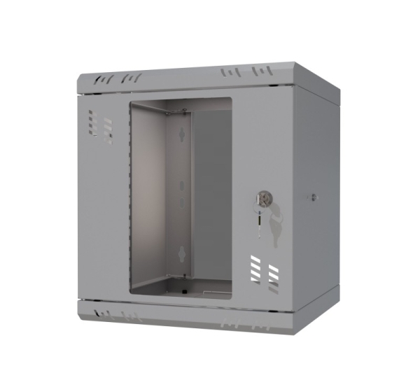 Rack Cabinet 10" 6U, 300mm, Glass Door, Gray