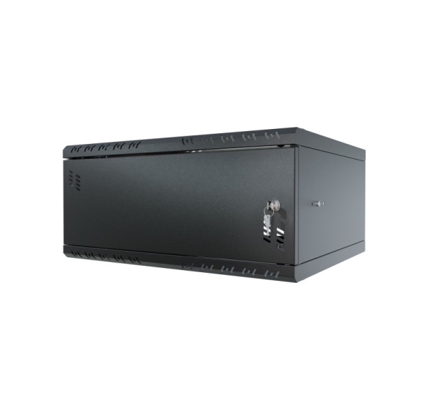 Rack Cabinet 19" 4U, 450 mm, Metal Door, Black | Fast Assembly, Secure Lock, Quiet Cooling