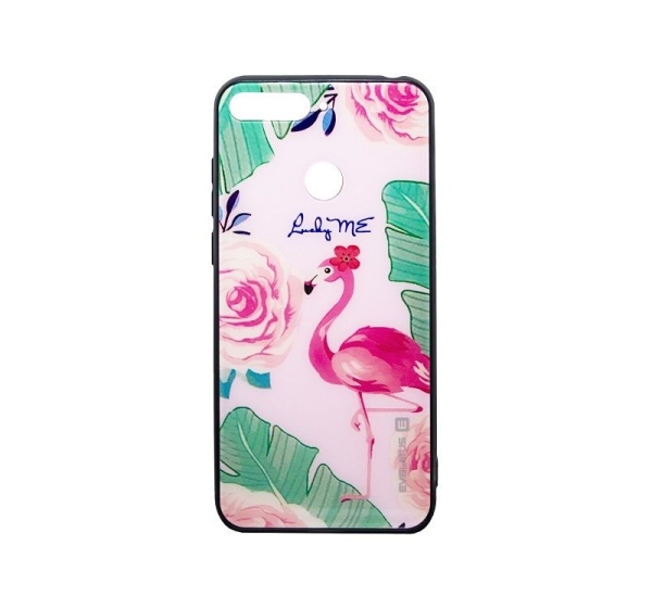 Evelatus Huawei Y6 2018 Picture Glass Case Flamingo Party