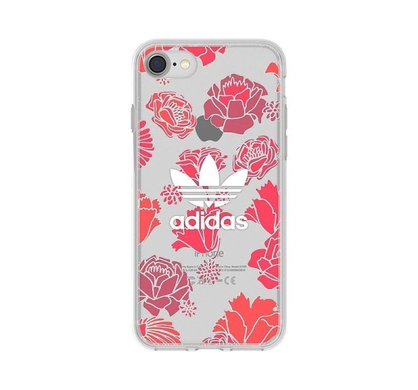 Adidas Apple iPhone 6/6s/7/8 Clear Case Flowers Red