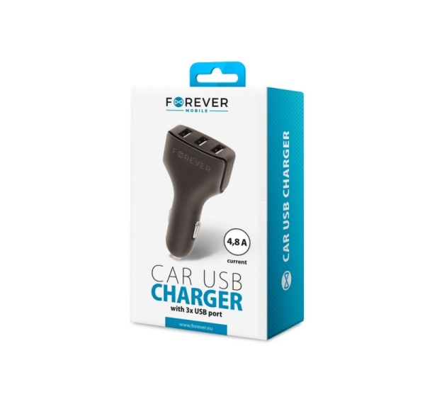 Forever Universal Triple USB car charger CC-05 4.8A Black