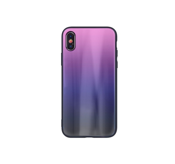 iLike Apple iPhone XR Aurora Glass case Pink-Black