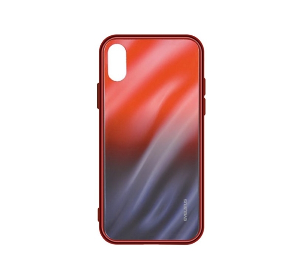 Evelatus Samsung Galaxy A70 Water Ripple Gradient Color Anti-Explosion Tempered Glass Case Gradient Red-Black