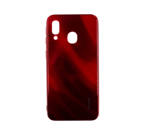Evelatus Samsung Galaxy A40 Water Ripple Full Color Electroplating Tempered Glass Case Red