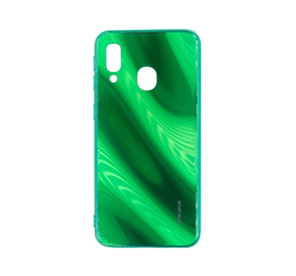 Evelatus Samsung Galaxy A40 Water Ripple Full Color Electroplating Tempered Glass Case Green