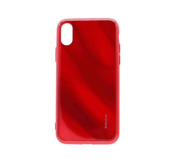 Evelatus Apple iPhone X/XS Water Ripple Full Color Electroplating Tempered Glass Case Red