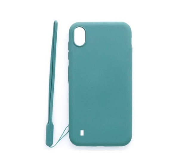 Evelatus Samsung Galaxy A10 Soft Touch Silicone Case with Strap Blue