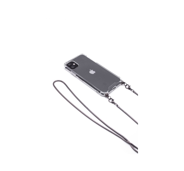 Evelatus Apple iPhone 11 Pro Silicone Transparent with Necklace TPU Strap Space Gray