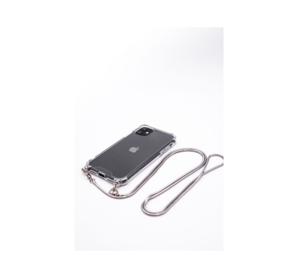 Evelatus Apple iPhone 11 Pro Max Silicone Transparent with Necklace TPU Strap Silver