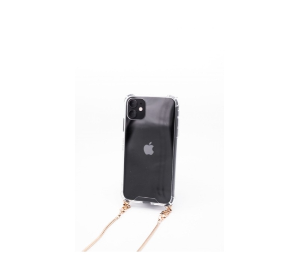 Evelatus Apple iPhone 11 Pro Max Silicone Transparent with Necklace TPU Strap Gold
