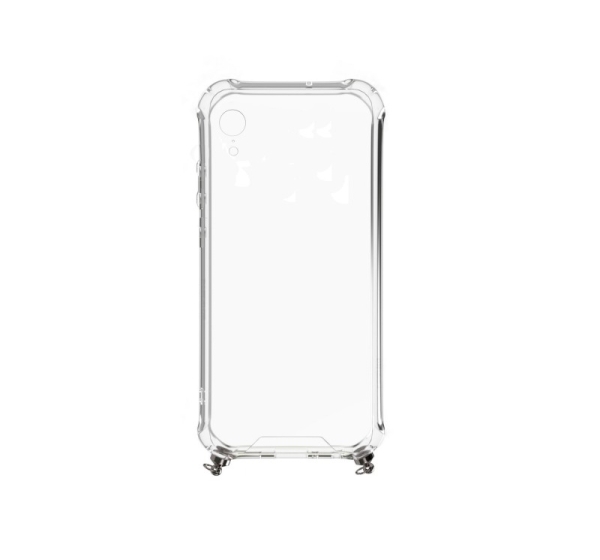 Evelatus Apple iPhone XR Silicone Transparent with Necklace TPU Strap Silver