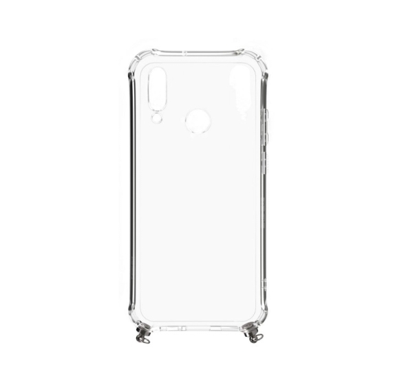 Evelatus Huawei P30 Lite Silicone Transparent with Necklace TPU Strap Silver