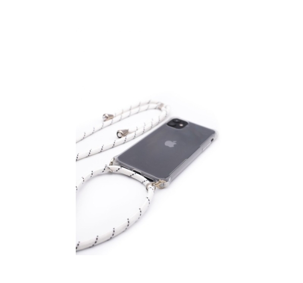 Evelatus Samsung A30s Case with rope White Stripes Transparent