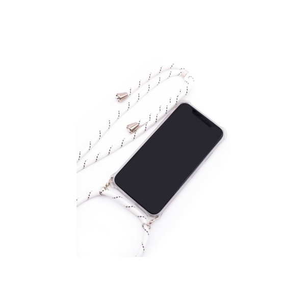 Evelatus Samsung A50s Case with rope White Stripes Transparent