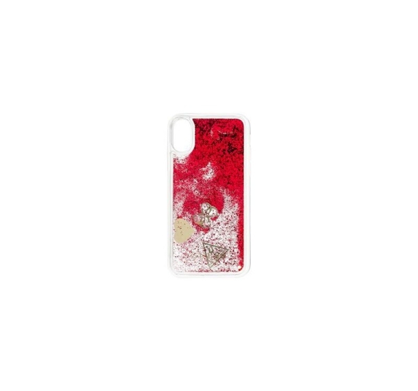 Guess Apple iPhone X/XS Glitter Hearts Case Rapsberry