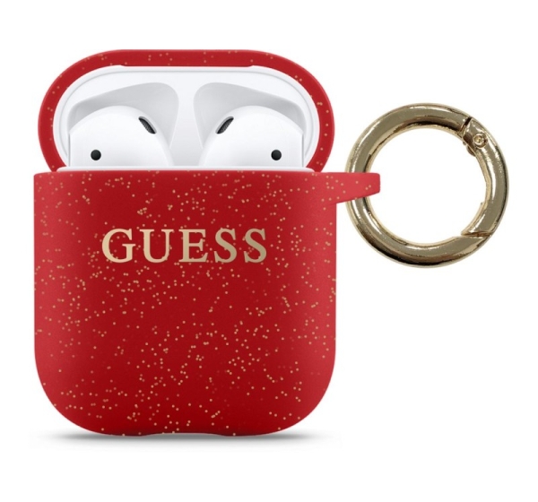 Guess Airpods Pro Glitter Silicone Case Red