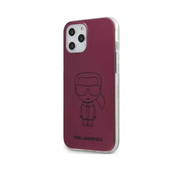 Karl Lagerfeld Apple iPhone 12/12 Pro 6.1'' PC/TPU Metallic Iconic Outline Cover Dark Pink