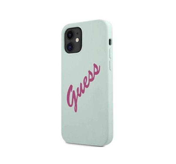 Guess Apple iPhone 12 Mini 5.4'' Vintage Fuschia Script Cover Blue