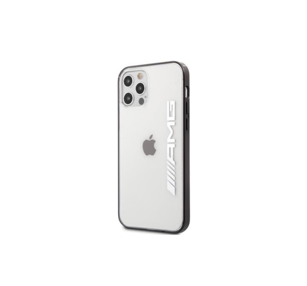 AMG Apple iPhone 12/12 Pro 6.1' Mettalic Black Edges Case Transparent