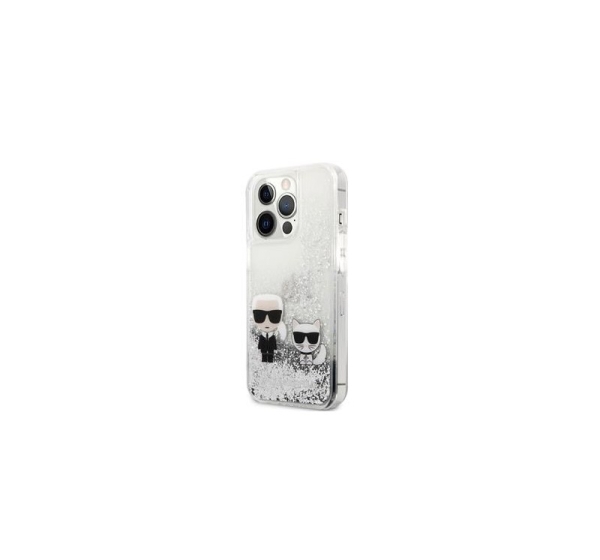 Karl Lagerfeld Apple iPhone 13 Pro Liquid Glitter Choupette Case Silver