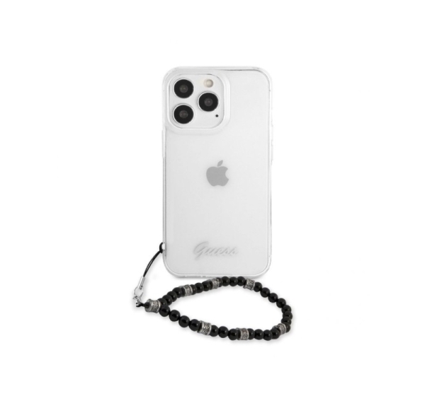 Guess Apple iPhone 13 Pro PC Script and Black Pearls Case Transparent
