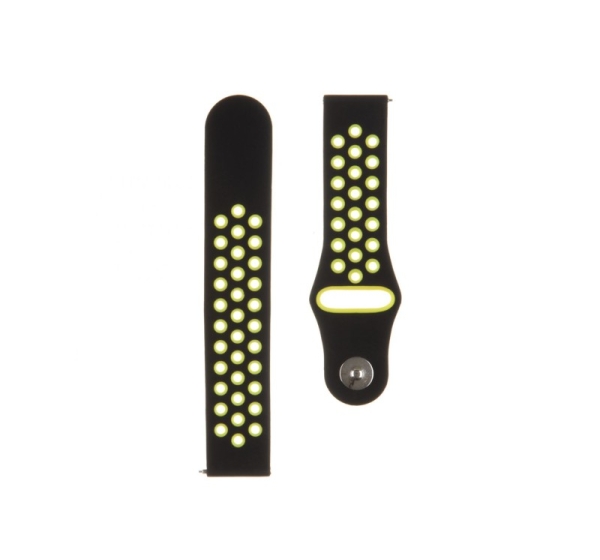 Tactical 20mm Double Silicone Watch Band Black Yellow