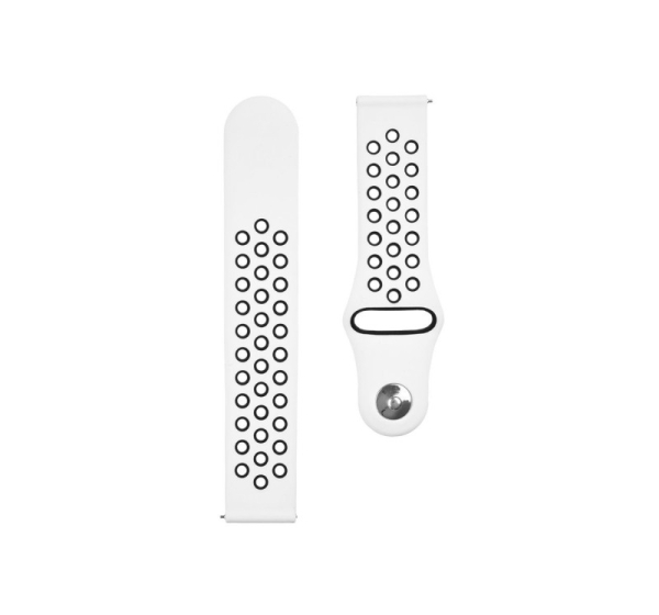 Tactical 20mm Double Silicone Watch Band White Black