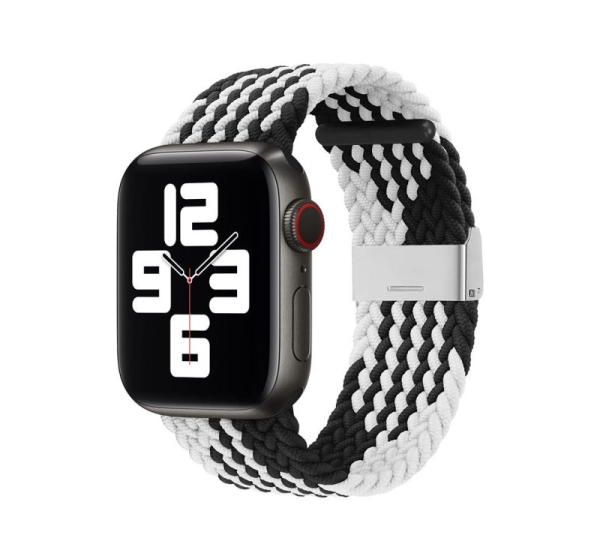iLike Apple Watch 38/40/41mm Braided Fabric Strap Black White