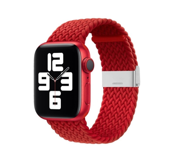 iLike Apple Watch 42/44/45mm Braided Fabric Strap Red