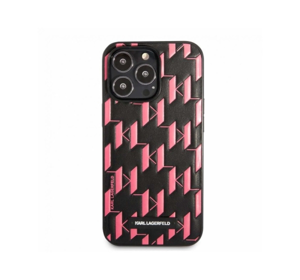 Karl Lagerfeld Apple iPhone 13 Pro Monogram Plaque Case Black Pink