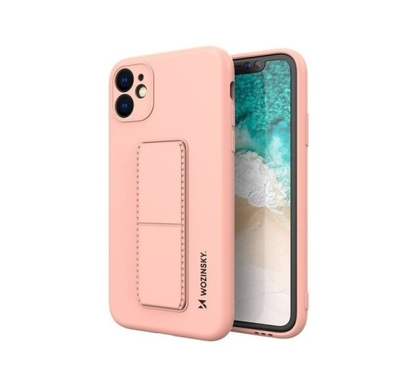 iLike Samsung Galaxy A22 5G Kickstand Case Silicone Stand Cover Pink