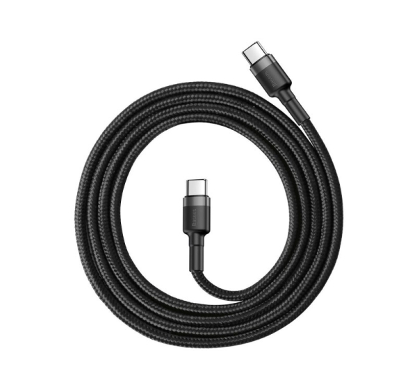 Baseus CABLE USB-C TO USB-C 1M/GRAY/BLACK CATKLF-GG1
