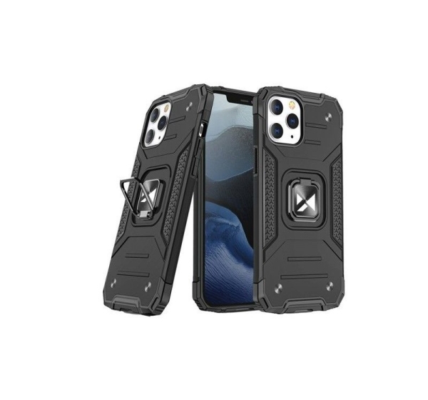 Wozinsky Apple iPhone 12 Pro Max Ring Armor Case Kickstand Tough Rugged Cover Black