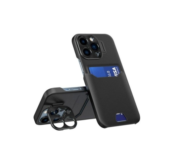 iLike Apple iPhone 14 Pro Leather Stand Case cover card wallet with stand Black