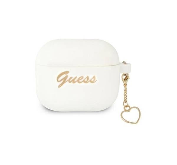 Guess Apple AirPods 3 cover Silicone Charm Heart Collection White