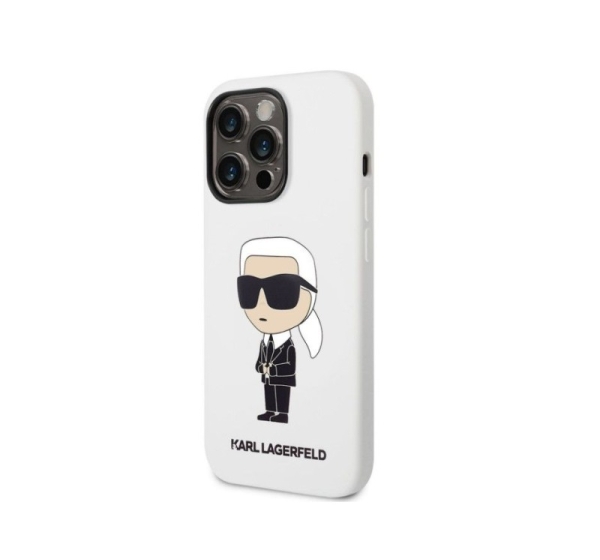 Karl Lagerfeld Apple iPhone 14 Pro Liquid Silicone Ikonik NFT Case White