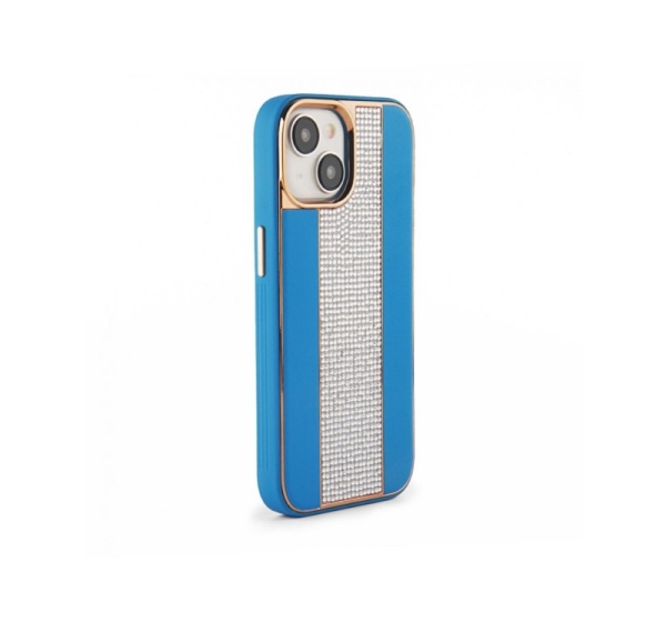 iLike Apple iPhone 15 Diamonds and Leather Case Blue