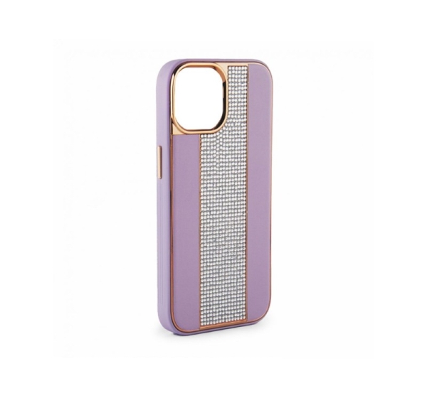 iLike Apple iPhone 15 Pro Diamonds and Leather Case Pink Sand