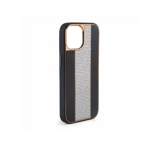 iLike Apple iPhone 15 Pro Diamonds and Leather Case Black